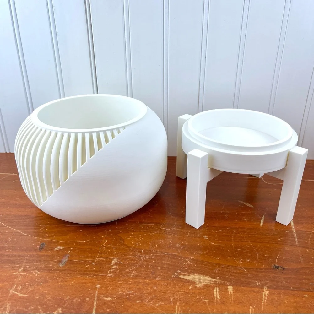 Narvo Planter Pot , Indoor Flower Pot w/ Drainage Hole & Drip Tray - Picture 9 of 10